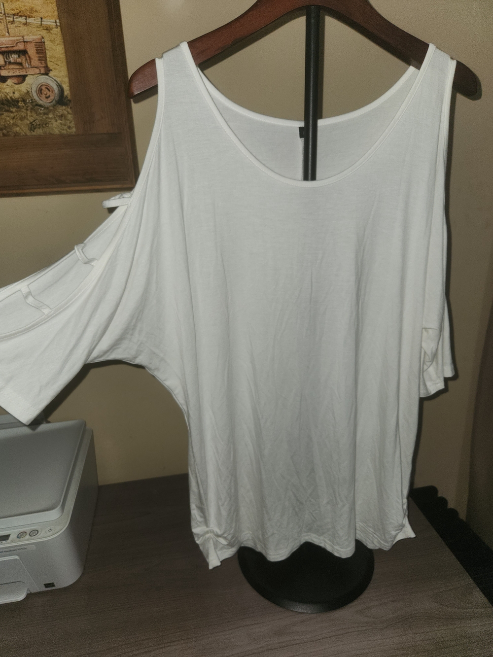 White Cold-Shoulder Women's Top - Lightweight Casual Tee